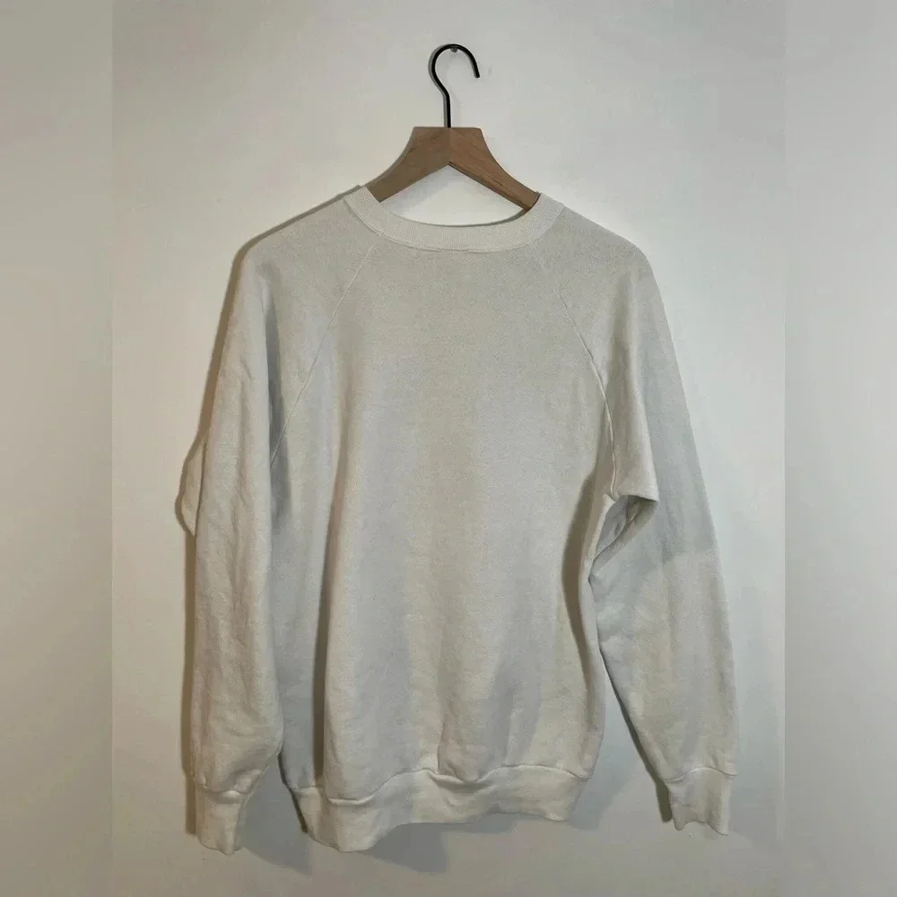 Vintage Fruit of the Loom Graphic Crew Neck Sweatshirt Large White PinkBlack USA - Picture 4 of 8